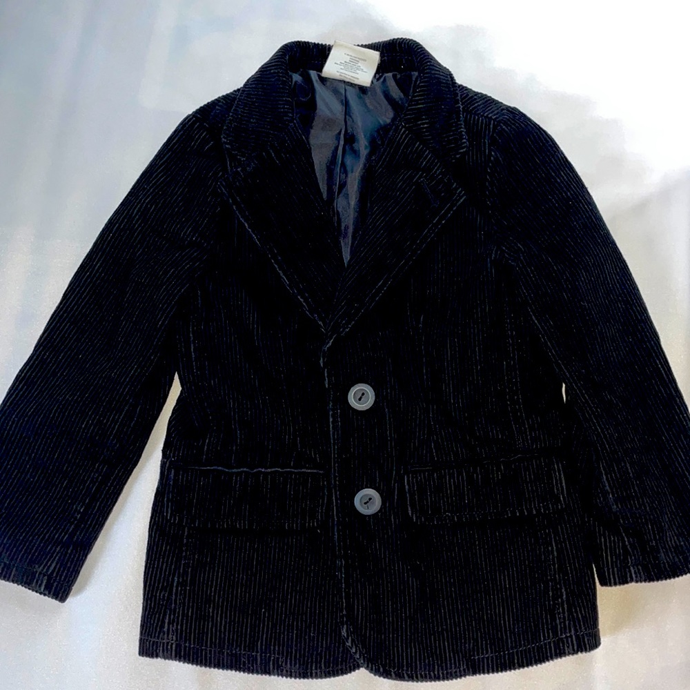 Boys black corduroy suit jacket